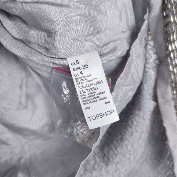 Topshop Silver Grey Beaded Top Size 8 - Picture 11 of 16
